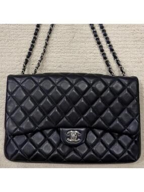 CHANEL - Soft Flap Bag, Navy/Silver